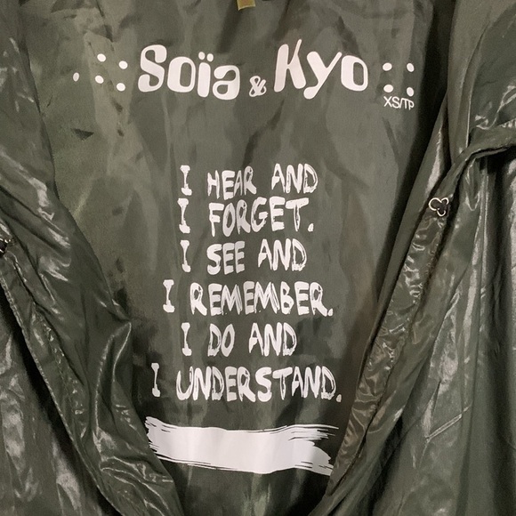Soia and Kyo Nylon Windbreaker Jacket with Hood Olive Green XS - Picture 6 of 14